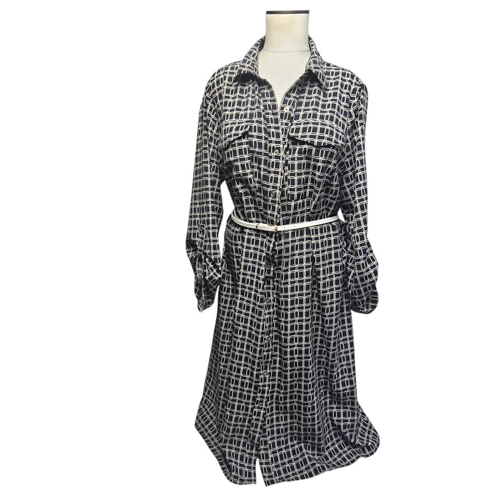 NY Colletion Dress Size 1X Black & White Geometric Pattern